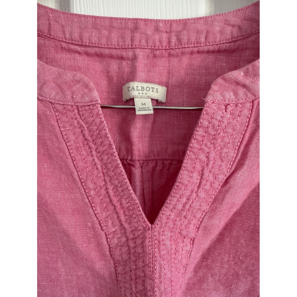 Talbots Women's Size Medium Pink Linen Tank Top Linen Cotton Blend Lightweight - Picture 2 of 4